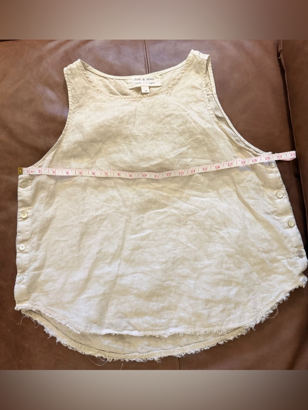 cloth & stone Raw-Hem Linen Blend Tank Top in Beige - Picture 6 of 8
